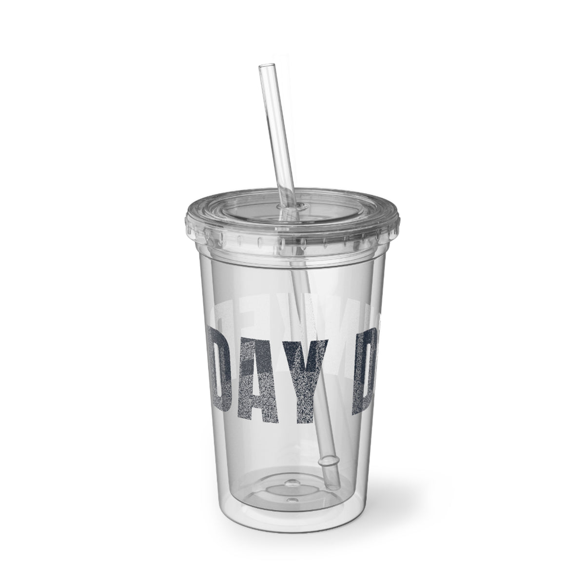 Acrylic Travel Cup — Clear Tumbler with Bold White 'Suave' Design