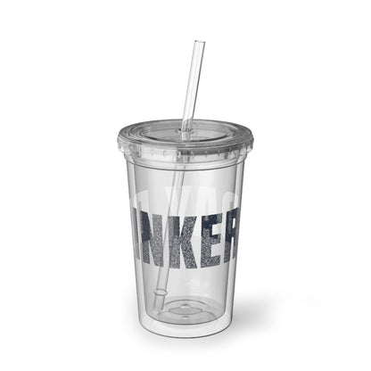 Acrylic Travel Cup — Clear Tumbler with Bold White 'Suave' Design