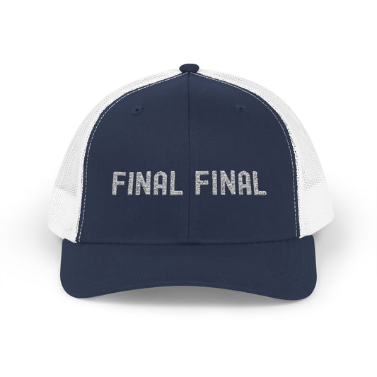 Final Final Snapback Trucker Cap, Stylish Hat for Parties, Graduation Gifts, Unisex Cap, Trendy Accessory for Everyday Wear